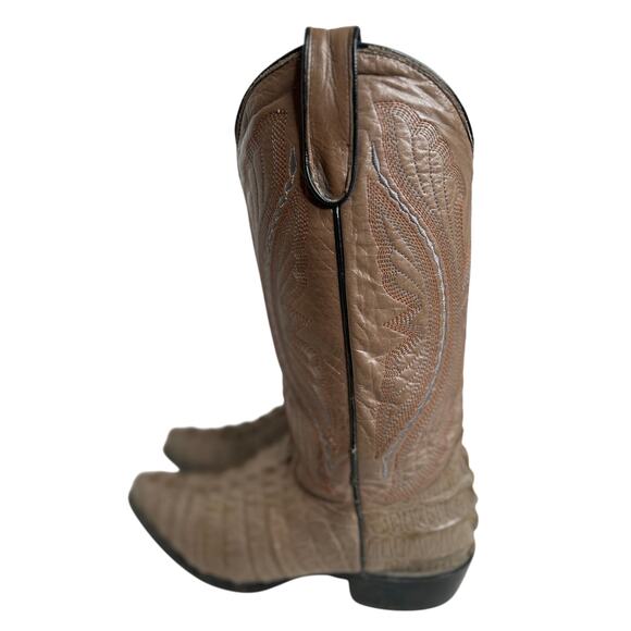 Reyme Men's Genuine Caiman / Alligator Tail Cowboy Boots Embroidered Sz~7 - Picture 3 of 16